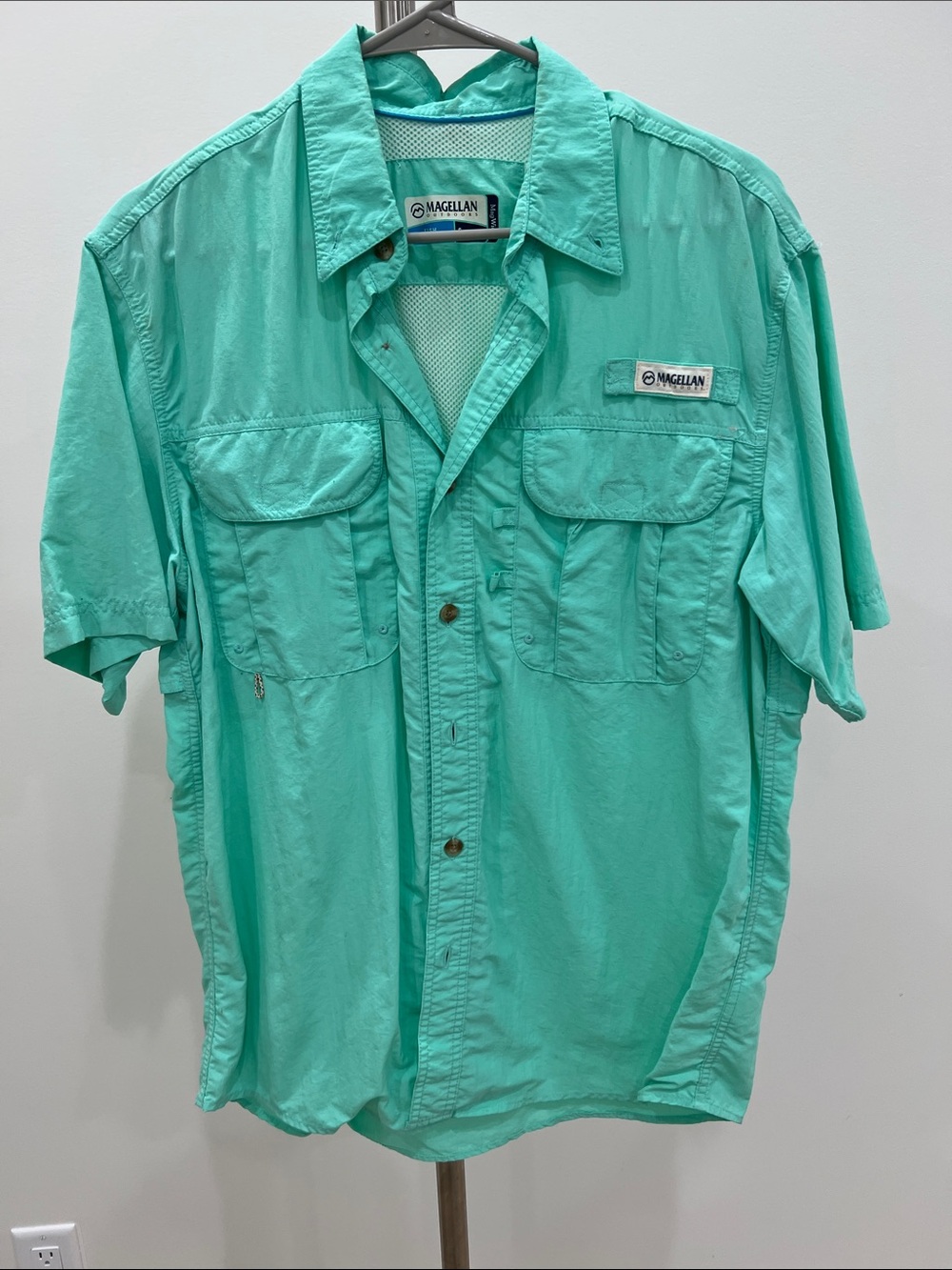 Magellan Outdoors Men’s Short-Sleeve Button-Down Shirt — Mint